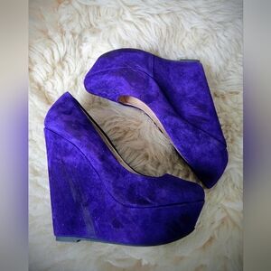 Vibrant Purple Suede Wedges